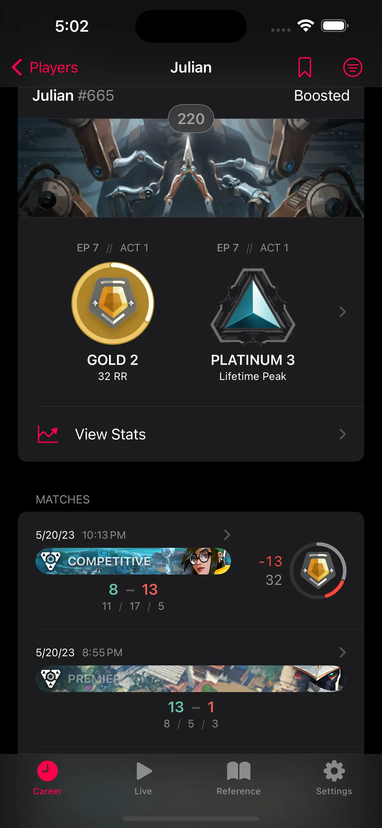 a player's profile