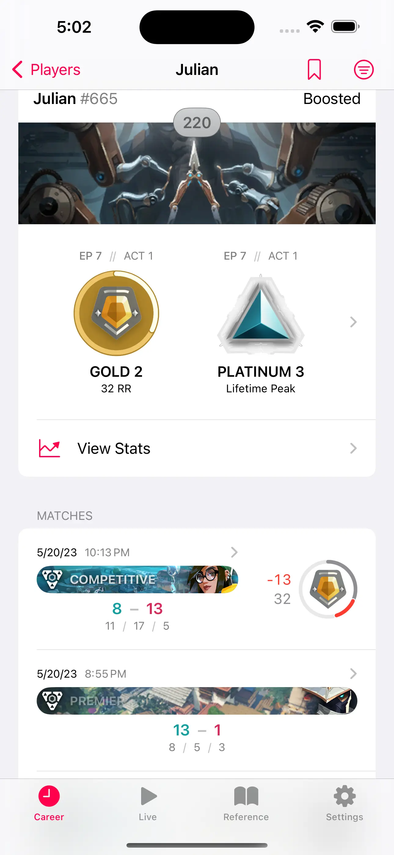 a player's profile